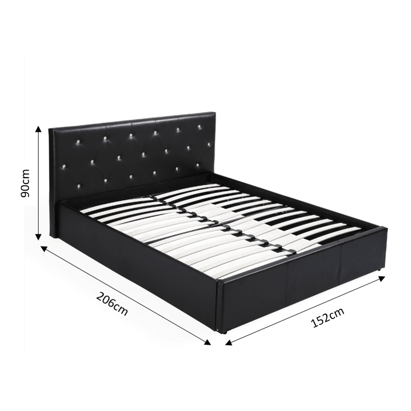 Lit coffre BAHIA simili noir 140x190  sommier inclus