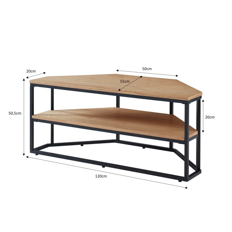 Meuble tv d'angle BRIXTON placage frêne 120cm