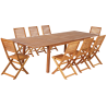 Ensemble repas de jardin CARINI 8 personnes en bois d'eucalyptus FSC