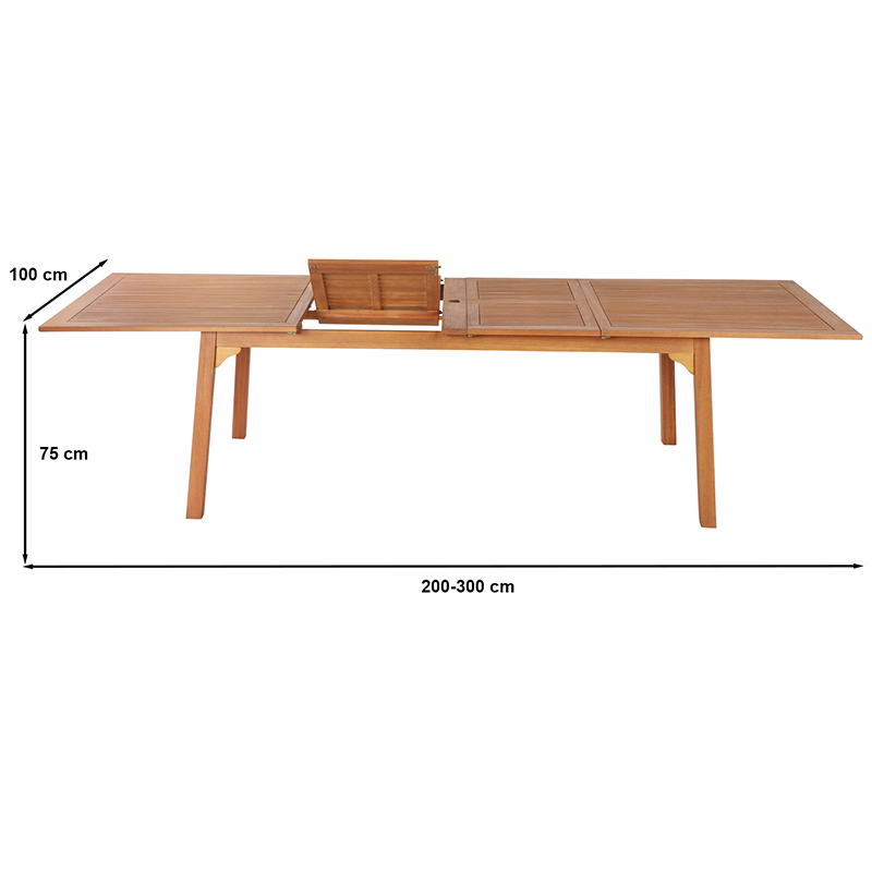 Ensemble repas de jardin CARINI 8 personnes en bois d'eucalyptus FSC
