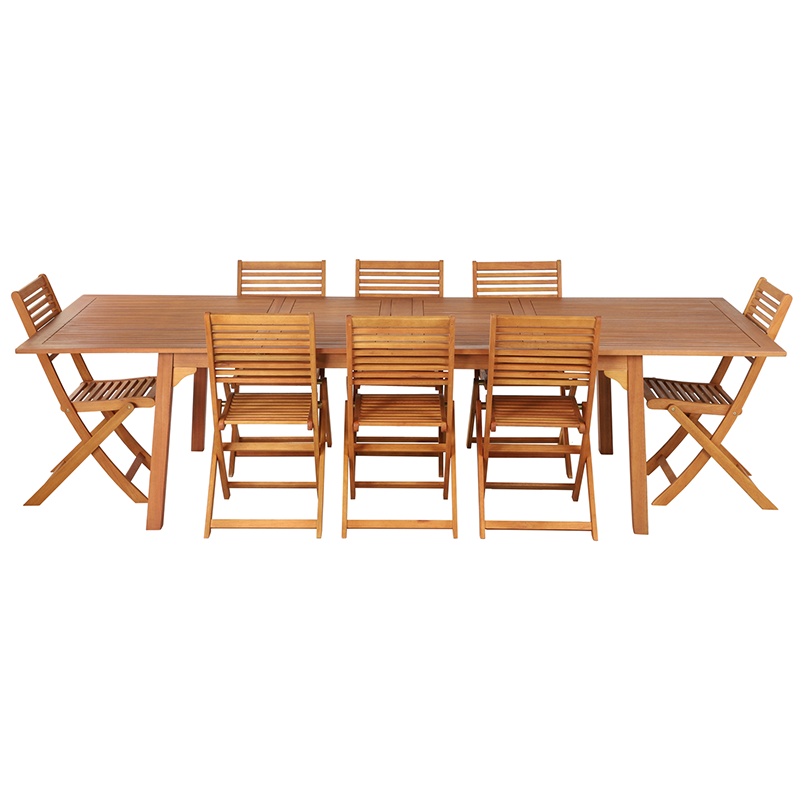 Ensemble repas de jardin CARINI 8 personnes en bois d'eucalyptus FSC