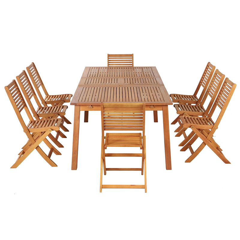 Ensemble repas de jardin CARINI 8 personnes en bois d'eucalyptus FSC