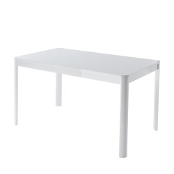 Table à manger DAVIA laqué blanc brillant 140cm