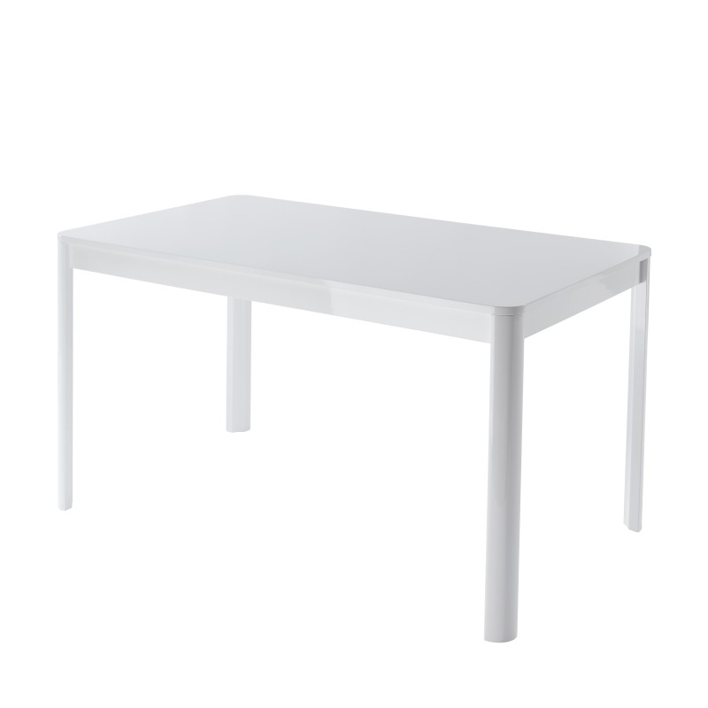 Table à manger DAVIA laqué blanc brillant 140cm