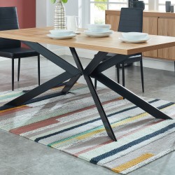 Table à manger FELIX effet chêne et métal noir pieds en x 180cm
