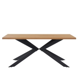 Table à manger FELIX effet chêne et métal noir pieds en x 180cm
