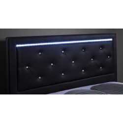 Lit à led FILIP simili noir 140x190 sommier inclus
