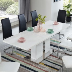 Table extensible JADE laqué blanc brillant 160 à 220cm