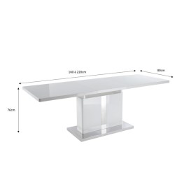 Table extensible JADE laqué blanc brillant 160 à 220cm