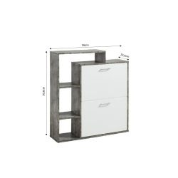 Meuble à chaussures LILY blanc et effet béton 86cm