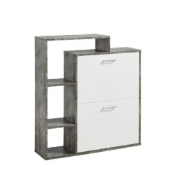 Meuble à chaussures LILY blanc et effet béton 86cm