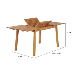 Ensemble repas de jardin PRATONAT 6 places en bois d'eucalyptus FSC 120/180 cm