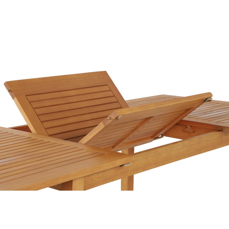 Ensemble repas de jardin PRATONAT 6 places en bois d'eucalyptus FSC 120/180 cm