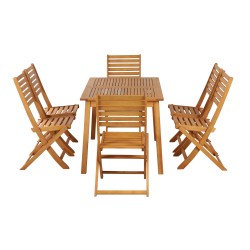 Ensemble repas de jardin PRATONAT 6 places en bois d'eucalyptus FSC 120/180 cm