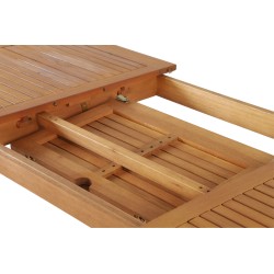 Ensemble repas de jardin PRATONAT 6 places en bois d'eucalyptus FSC 120/180 cm