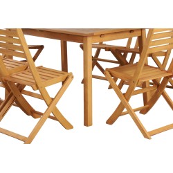Ensemble repas de jardin PRATONAT 6 places en bois d'eucalyptus FSC 120/180 cm