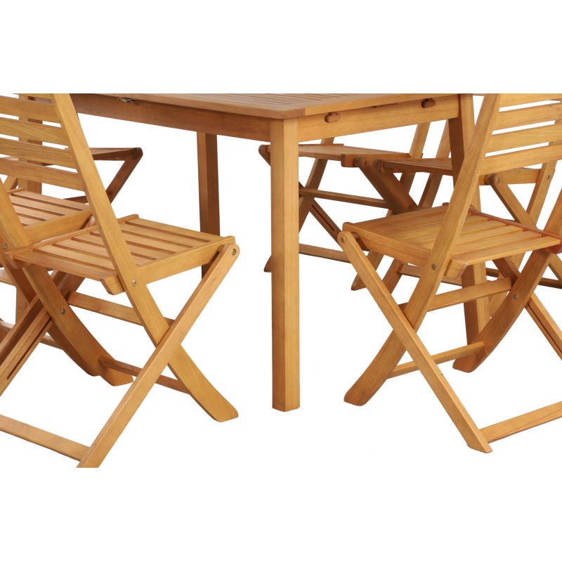 Ensemble repas de jardin PRATONAT 6 places en bois d'eucalyptus FSC 120/180 cm