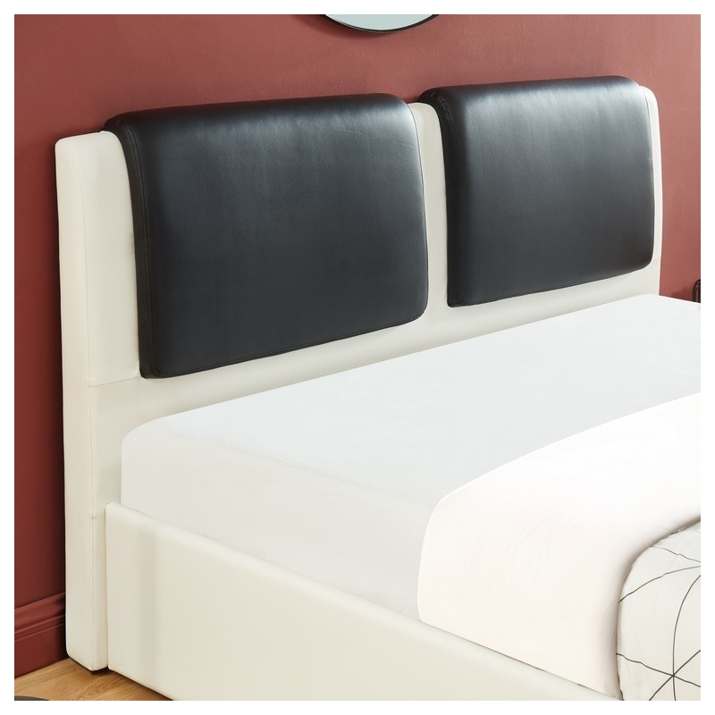 Lit à Tiroirs REVA Simili Blanc et Noir 140x190cm