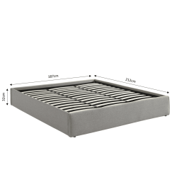 Lit coffre SAKURA tissu gris chiné 180x200 sommier inclus