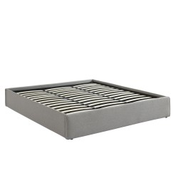 Lit coffre SAKURA tissu gris chiné 180x200 sommier inclus