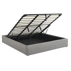 Lit coffre SAKURA tissu gris chiné 180x200 sommier inclus