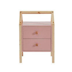 Table de chevet TINY rose et pin massif 46cm