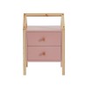 Table de chevet TINY rose et pin massif 46cm