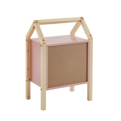 Table de chevet TINY rose et pin massif 46cm