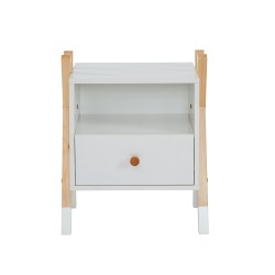 Table de chevet TIPI blanc et pin massif 46cm