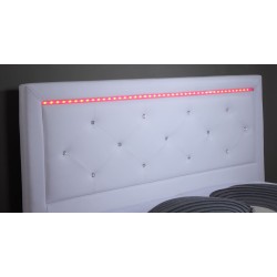 Lit à led FILIP simili blanc 140x190 sommier inclus