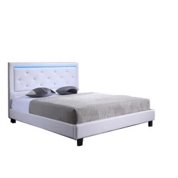 Lit à led FILIP simili blanc 140x190 sommier inclus