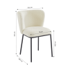 Lot de 2 chaises BIANCA tissu bouclette blanc pieds métal noir