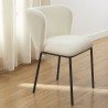 Lot de 2 chaises BIANCA tissu bouclette blanc pieds métal noir