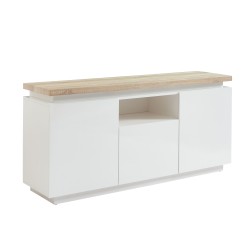 Buffet à led COSMOS laqué blanc et effet chêne 160cm