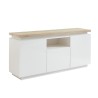 Buffet à led COSMOS laqué blanc et effet chêne 160cm