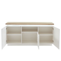 Buffet à led COSMOS laqué blanc et effet chêne 160cm