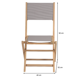 Lot de 2 chaises de jardin RIMINI en bois d'acacia 100% FSC et textilène taupe