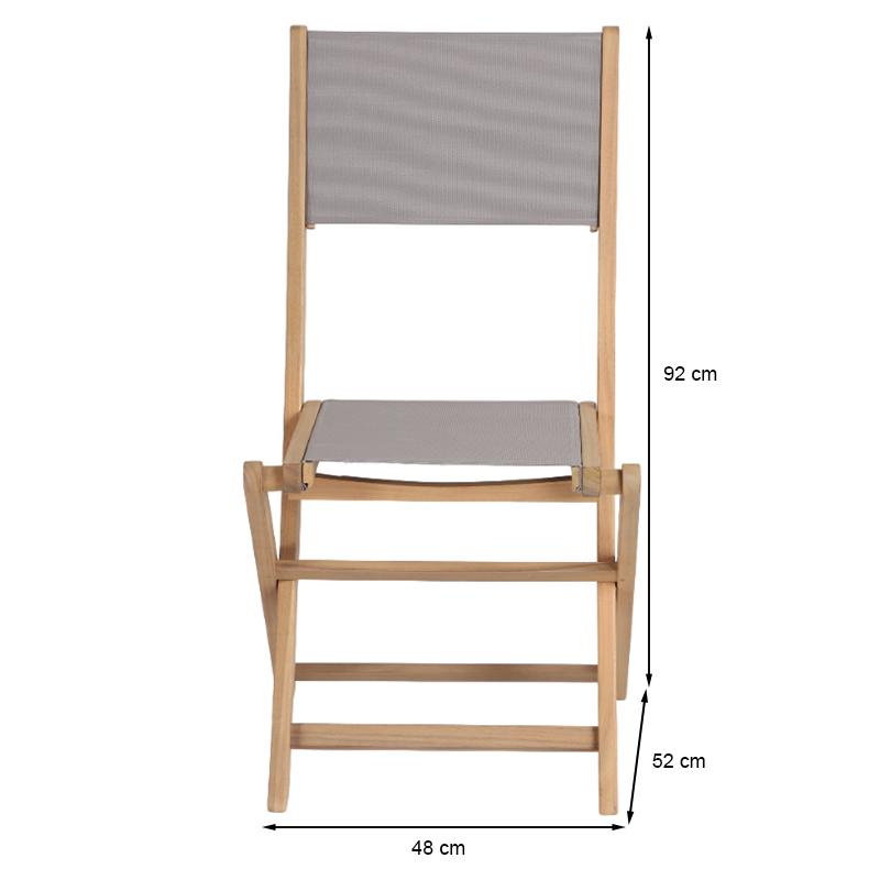 Lot de 2 chaises de jardin RIMINI en bois d'acacia 100% FSC et textilène taupe