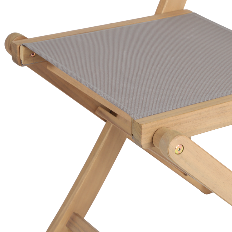 Lot de 2 chaises de jardin RIMINI en bois d'acacia 100% FSC et textilène taupe