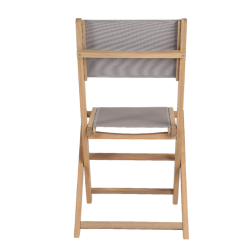 Lot de 2 chaises de jardin RIMINI en bois d'acacia 100% FSC et textilène taupe