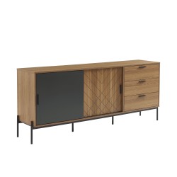 Buffet GEOMA effet chêne foncé et gris 180cm