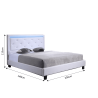 Lit à led FILIP simili blanc et strass matelas 140x190