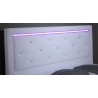 Lit à led FILIP simili blanc et strass matelas 140x190