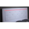 Lit à led FILIP simili blanc et strass matelas 140x190