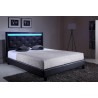 Lit à led FILIP simili noir et strass matelas 140x190