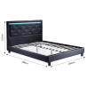Lit à led FILIP simili noir et strass matelas 140x190