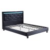 Lit à led FILIP simili noir et strass matelas 140x190