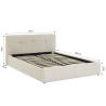 Lit coffre SEGURO velours beige crème 140x190 sommier inclus