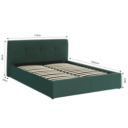 Lit coffre SEGURO velours vert forêt 160x200 sommier inclus