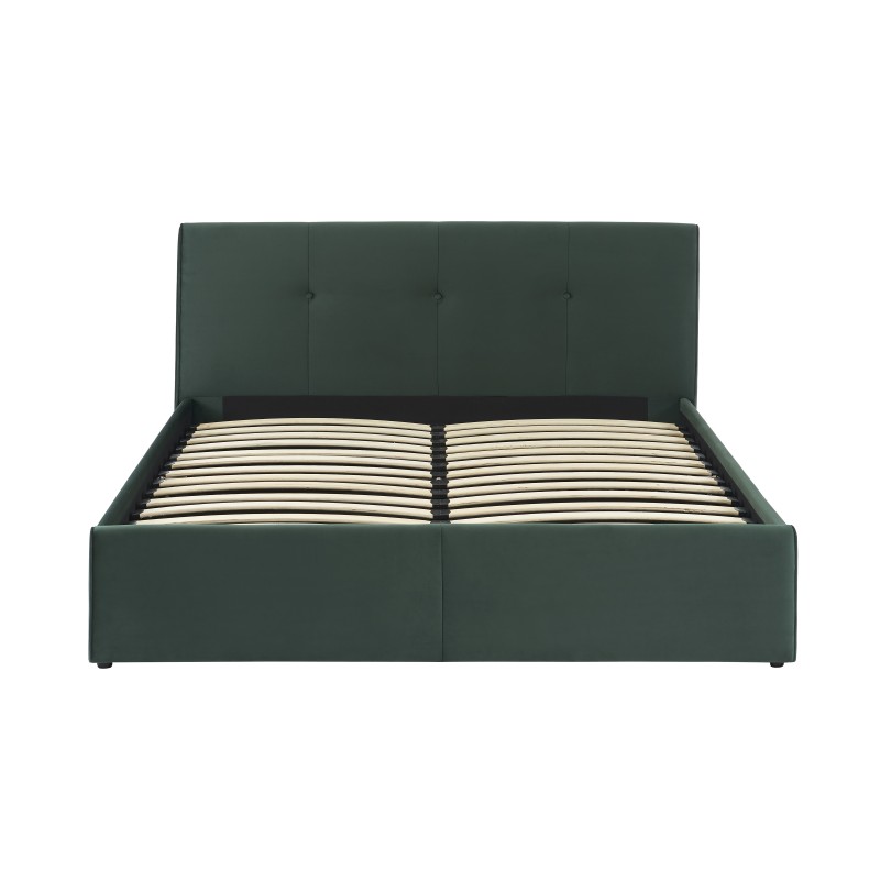 Lit coffre SEGURO velours vert forêt 160x200 sommier inclus Lit coffre SEGURO velours vert forêt 160x200 sommier inclus